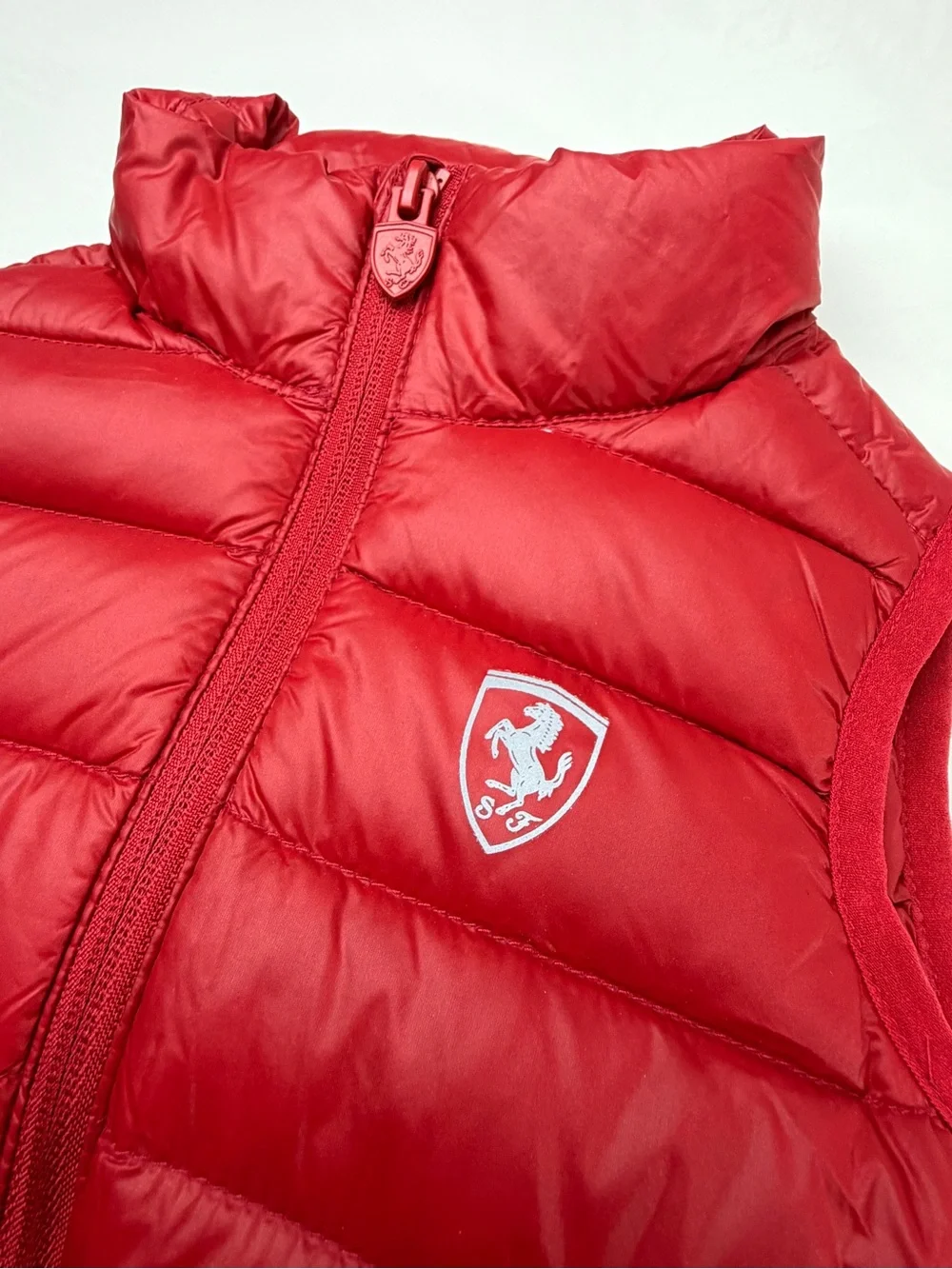 Scuderia Ferrari Red Sleeveless Zipper Front Crushable Puffer Vest, Sz 3/4 Youth